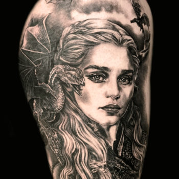 tattoo cannes daenerys tatouage kaya natalia tatoueuse réaliste réalisme black black&grey and grey french riviera game of throne