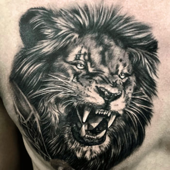 tattoo cannes tatouage kaya natalia tatoueuse réaliste réalisme black black&grey and grey lion french riviera