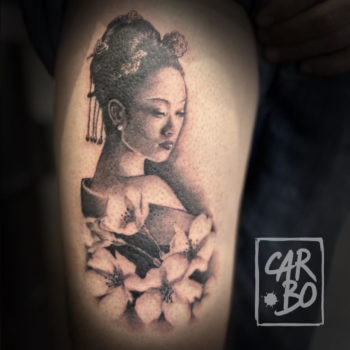 cannes tattoo tatouage tatoueuse alpes maritimes 06 france tatoueur réalisme illustration gravure portrait geisha